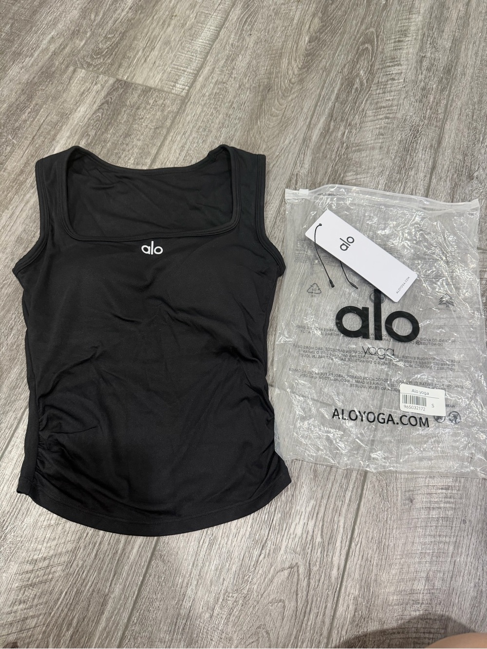 ALO Yoga Black Square Neck Tank Top